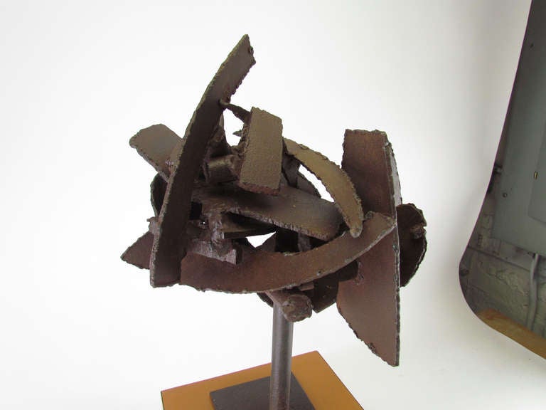 Brutalist Abstract Torch Cut Steel Sculpture In Good Condition In Peabody, MA
