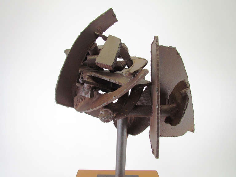 American Brutalist Abstract Torch Cut Steel Sculpture