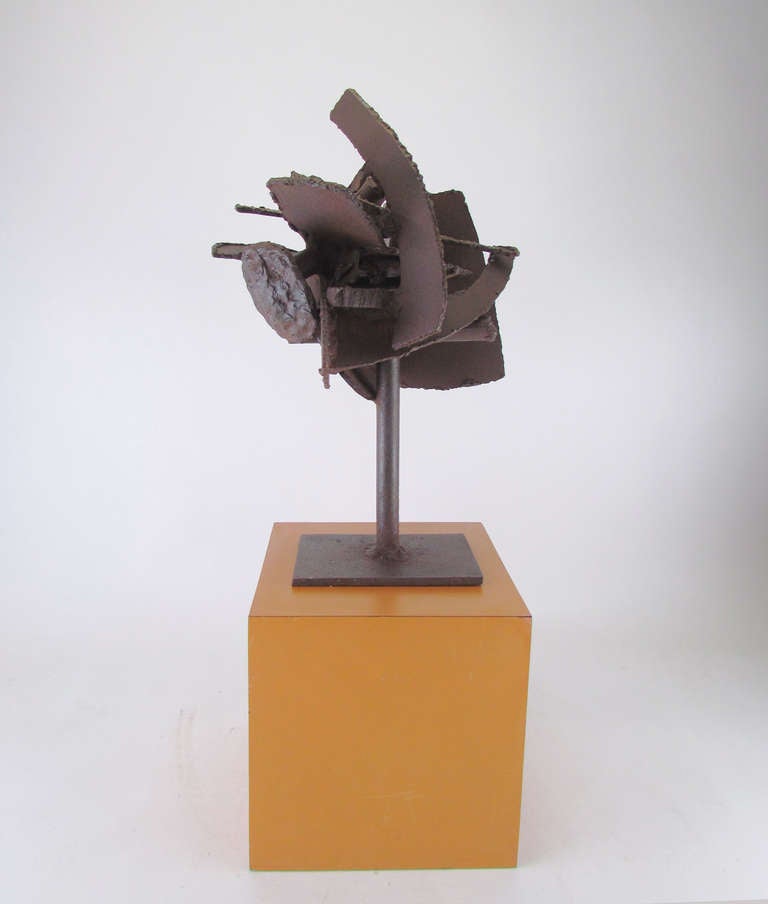 Brutalist Abstract Torch Cut Steel Sculpture 1