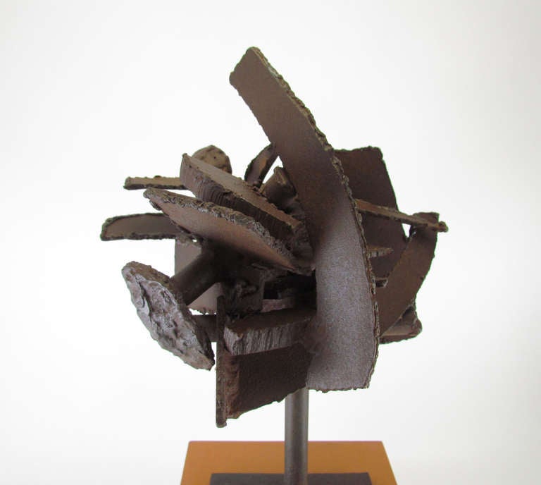 Brutalist Abstract Torch Cut Steel Sculpture 2