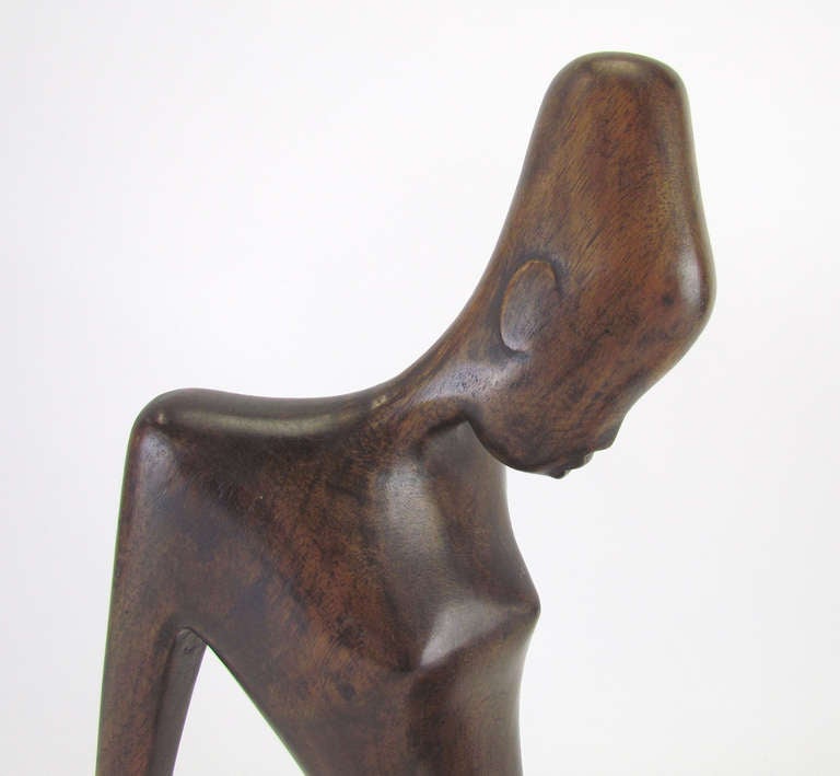 Art Deco Signed Hagenauer Werkstatte African Nude Wood Sculpture