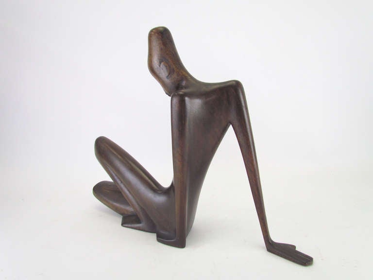 Signed Hagenauer Werkstatte African Nude Wood Sculpture In Good Condition In Peabody, MA