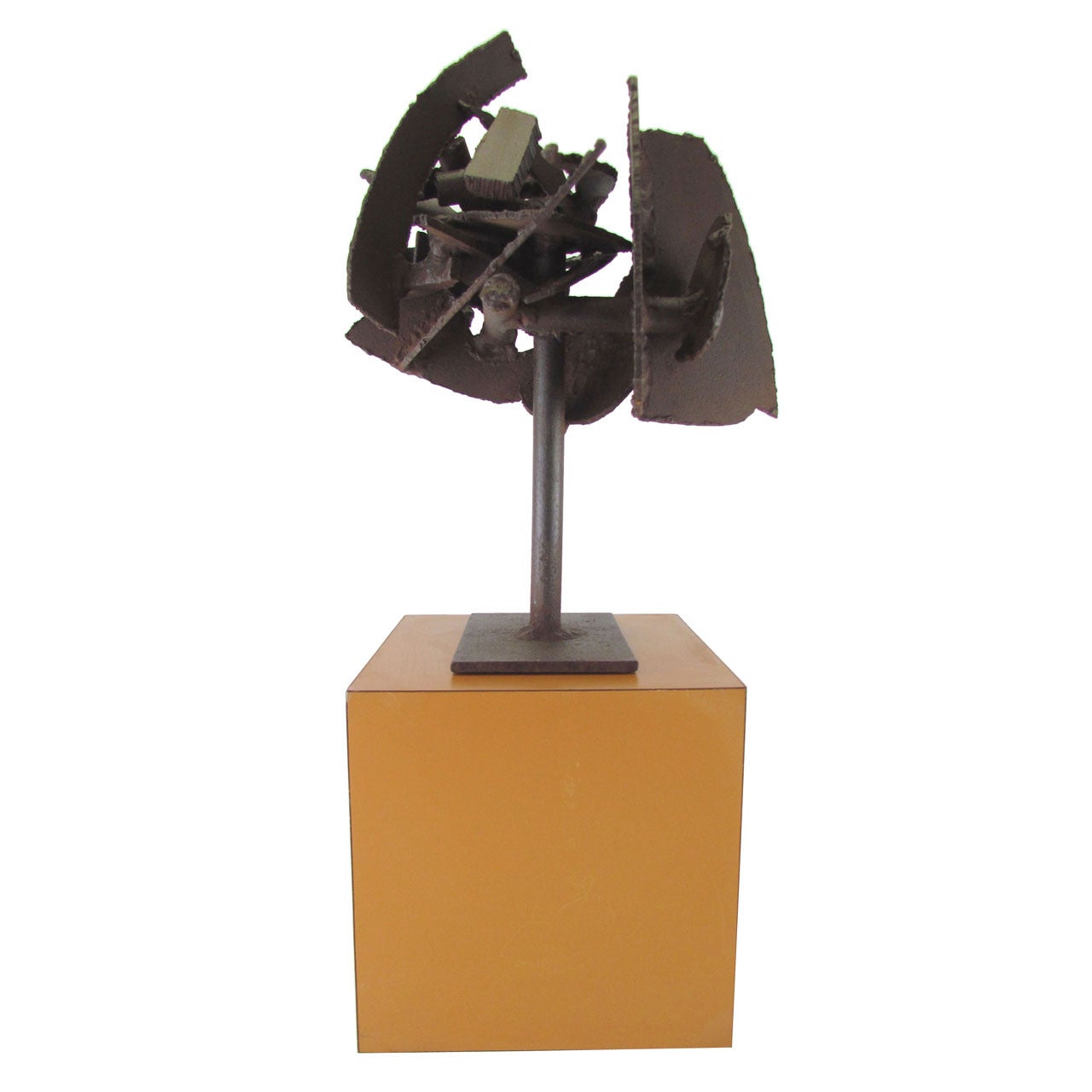 Brutalist Abstract Torch Cut Steel Sculpture