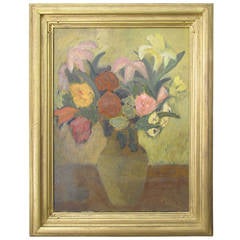 Modernist Still Life Oil Painting Signed Ehrlich, circa 1950s