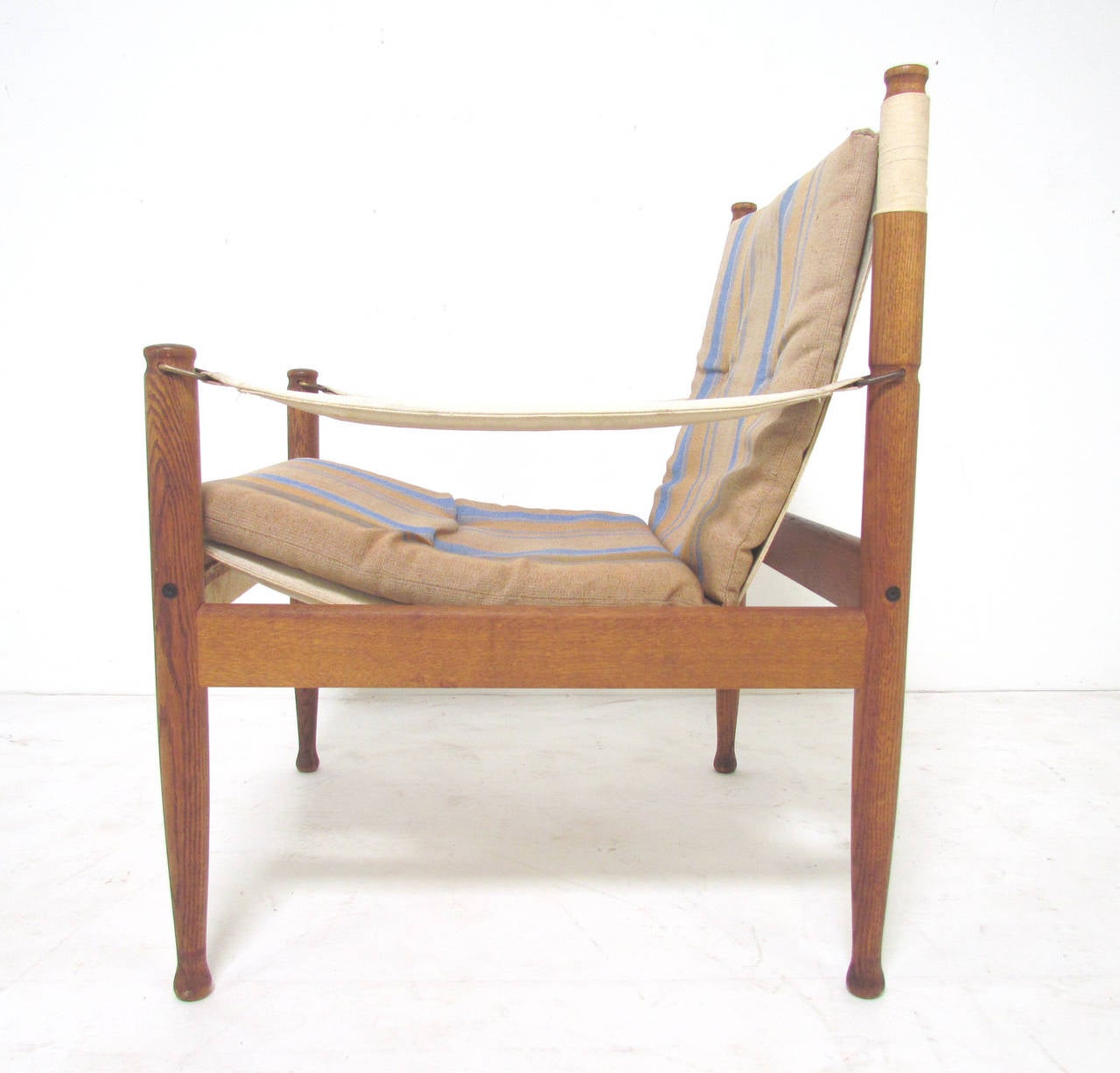 Scandinavian Modern Pair of Danish Safari Sling Lounge Chairs by Erik Wørts for Niels Eilersen