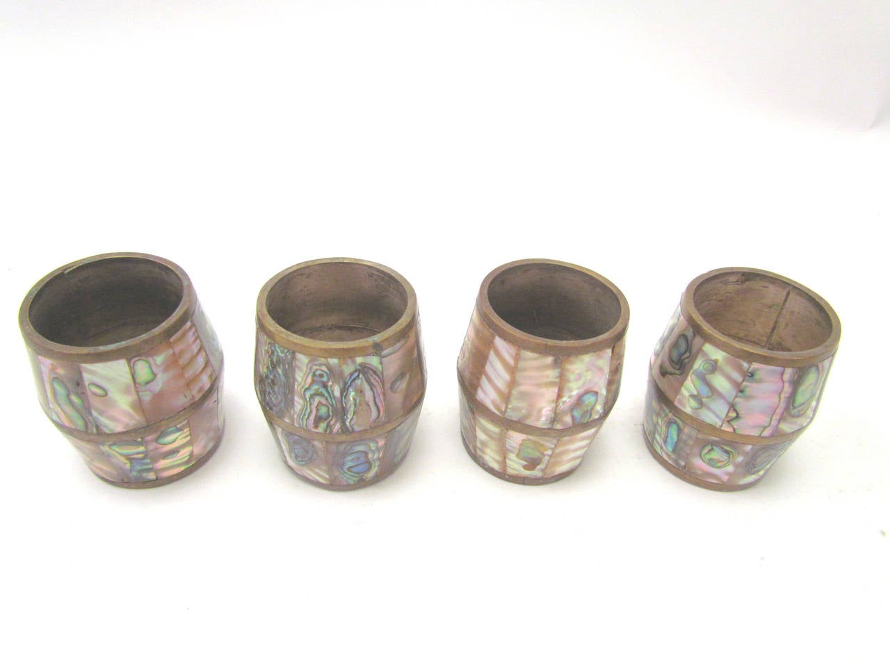 Abalone Shell and Brass Pitcher and Shot Glasses after Salvador Teran 1
