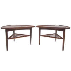Pair of Danish Tripod Side Tables By Poul Jensen for Selig