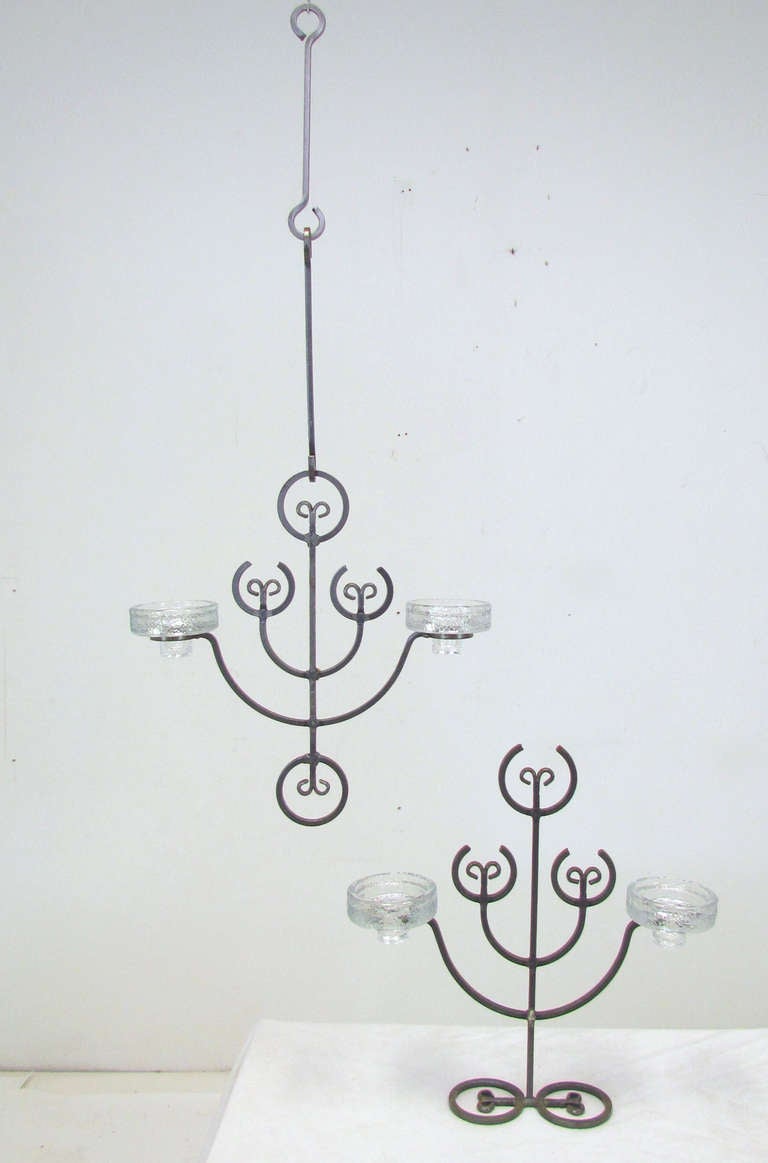 Mid-Century Modern Candelabra Chandelier and Candleholder by Erik Hoglund, ca. 1960s