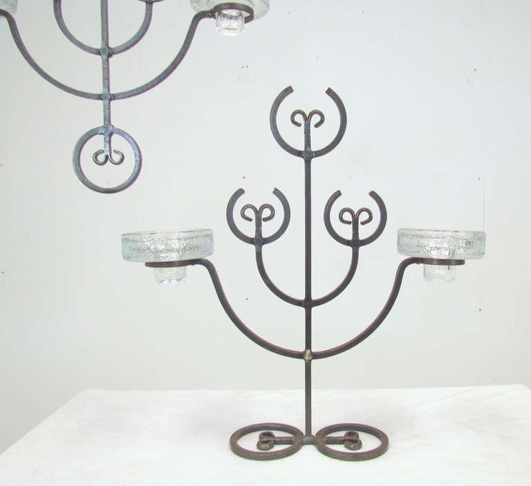 Swedish Candelabra Chandelier and Candleholder by Erik Hoglund, ca. 1960s