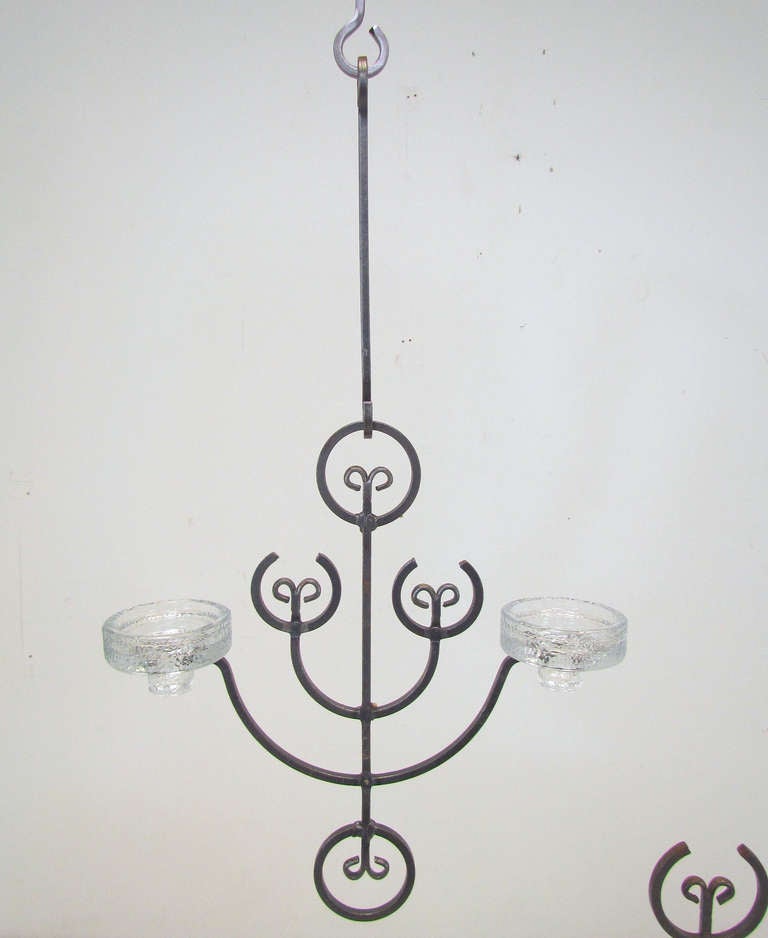 Candelabra Chandelier and Candleholder by Erik Hoglund, ca. 1960s In Good Condition In Peabody, MA