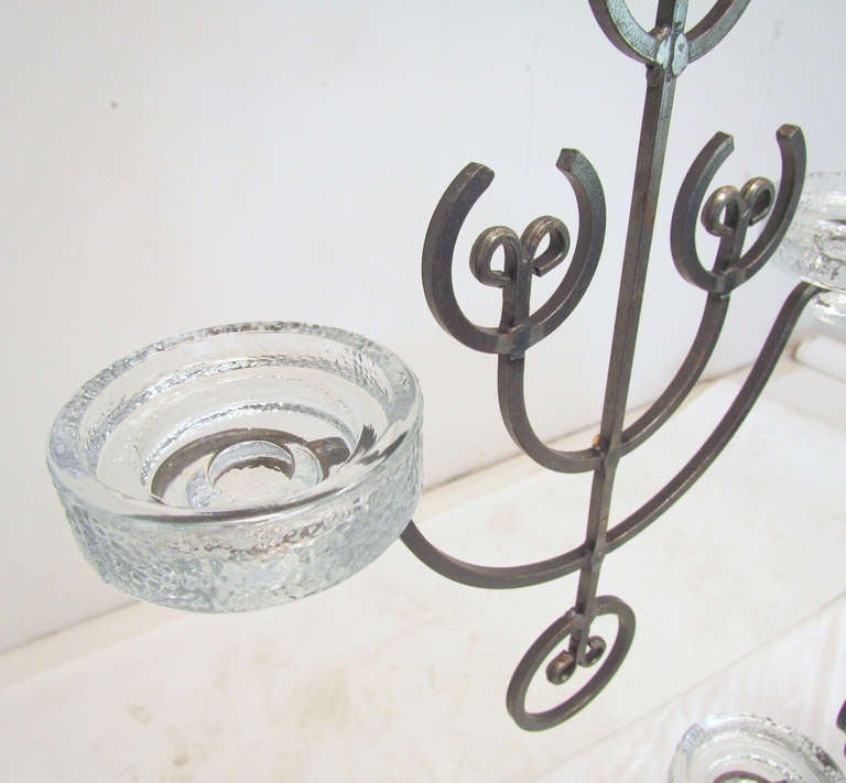 Mid-20th Century Candelabra Chandelier and Candleholder by Erik Hoglund, ca. 1960s