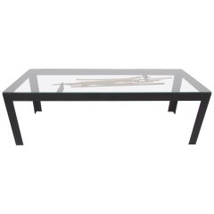 Brutalist Studio Coffee Table with Sculptural Center Element