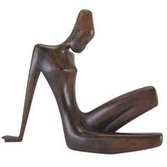 Signed Hagenauer Werkstatte African Nude Wood Sculpture