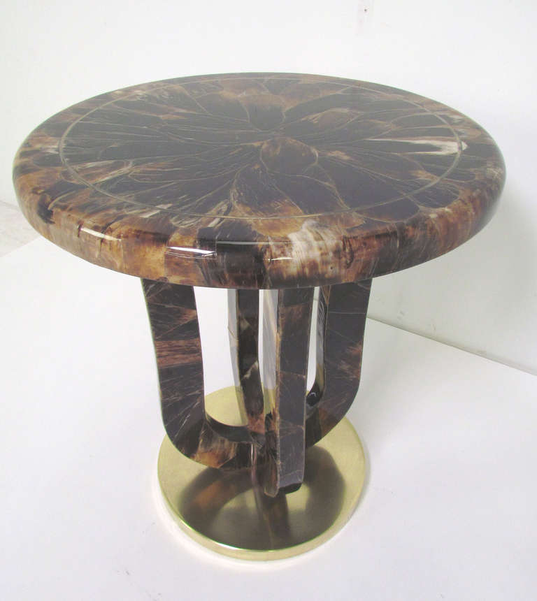 Signed Enrique Garcel Occasional or Cocktail Table in Horn and Brass In Good Condition In Peabody, MA