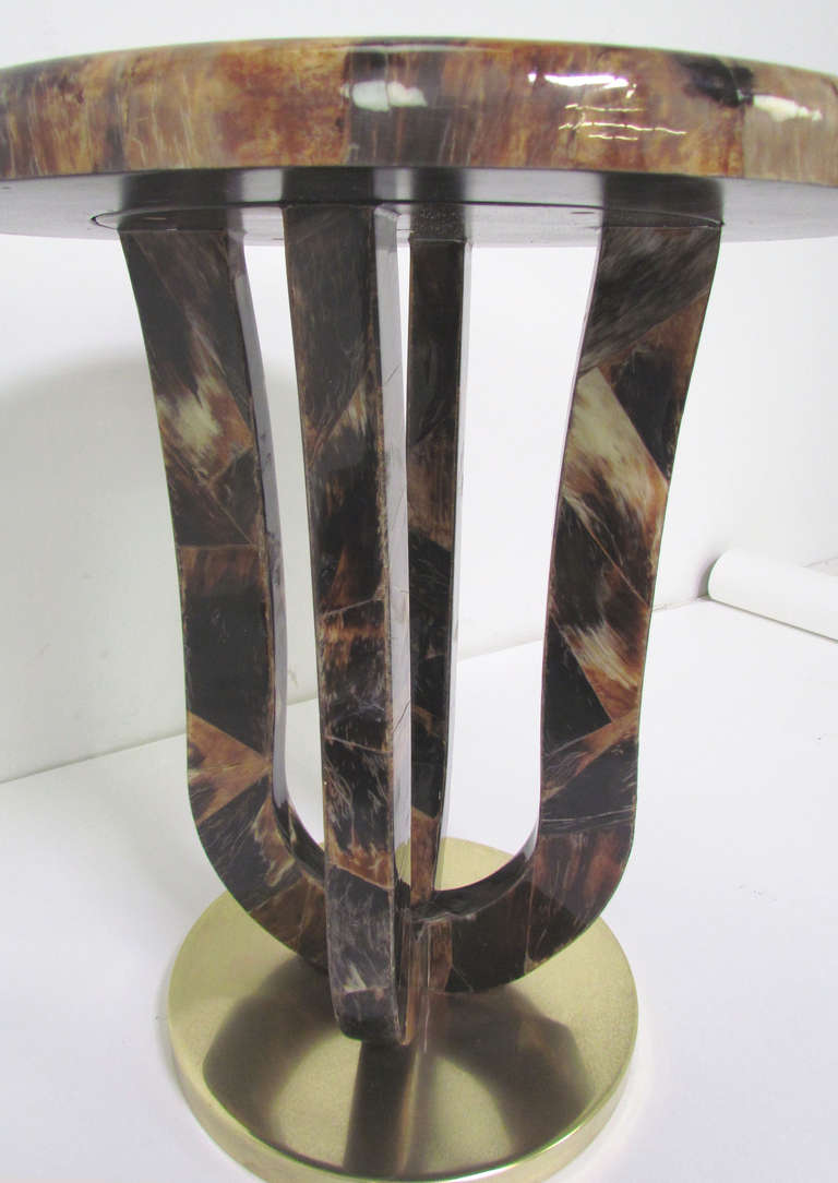 20th Century Signed Enrique Garcel Occasional or Cocktail Table in Horn and Brass
