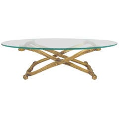 Italian Hand-Carved and Gilded X-Form Coffee Table, circa 1950s