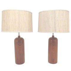 Pair of Danish Teak Bottle Form Table Lamps