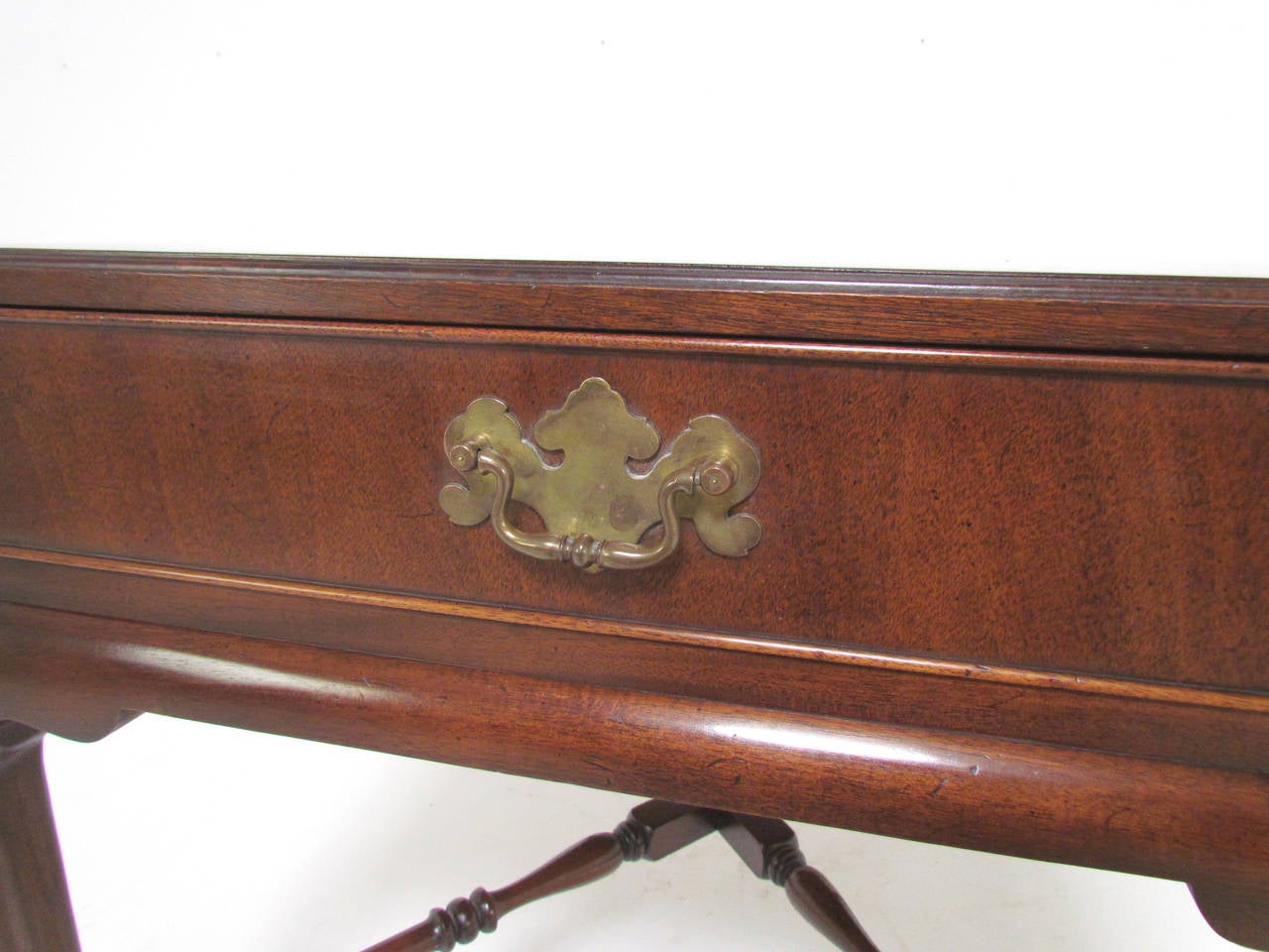 Brass Pair of Georgian Style Mid-Century Mahogany End Tables, circa 1960s