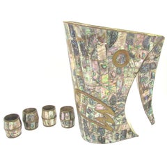 Abalone Shell and Brass Pitcher and Shot Glasses after Salvador Teran
