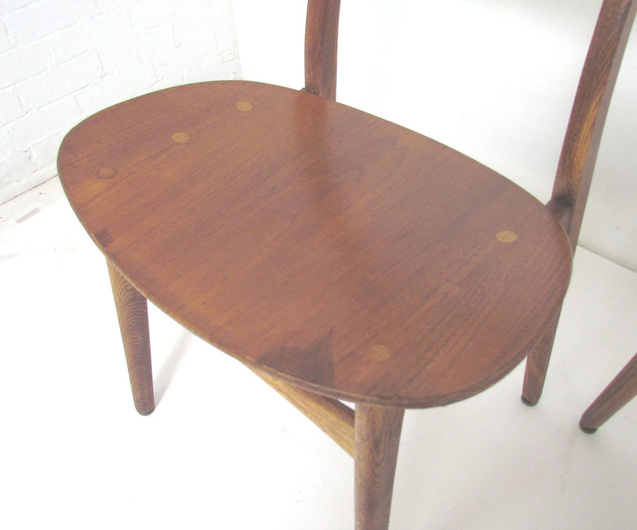 Set of Four Danish Teak and Oak Dining Chairs by Hans Wegner, circa 1960s 3