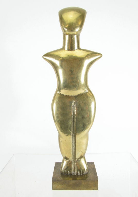 Modernist Cycladic Sculpture in Polished Bronze by E. Zolotas