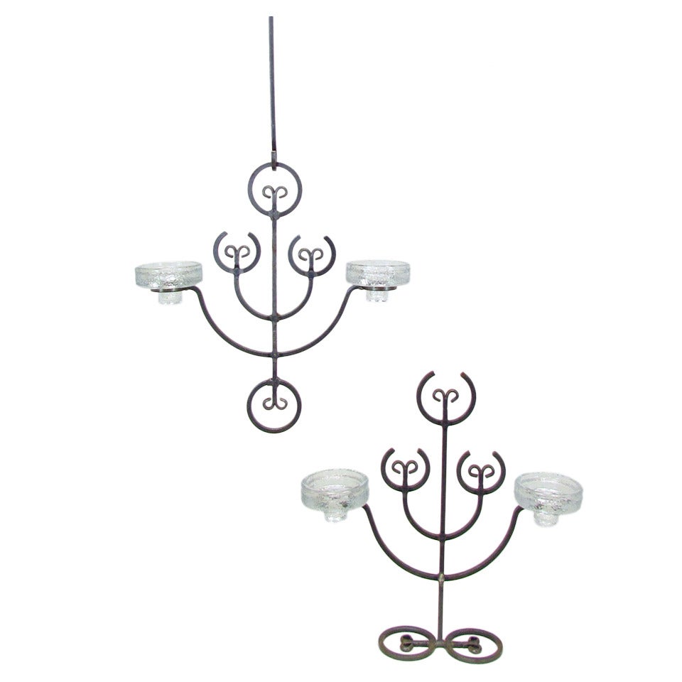 Candelabra Chandelier and Candleholder by Erik Hoglund, ca. 1960s