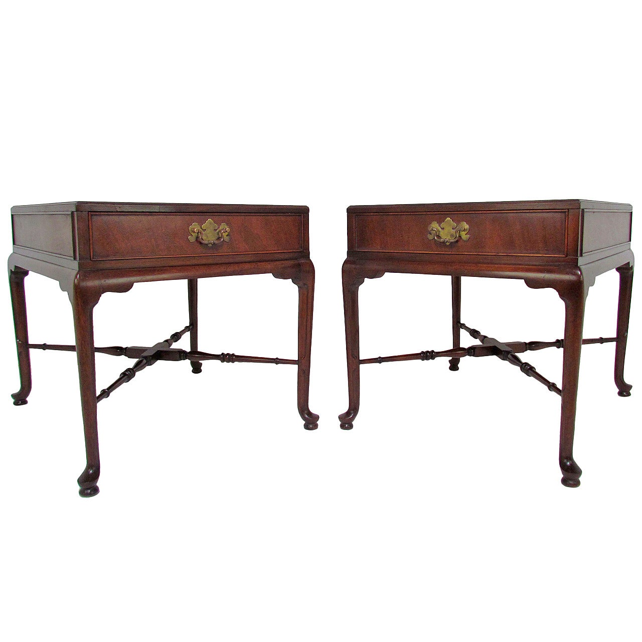 Pair of Georgian Style Mid-Century Mahogany End Tables, circa 1960s