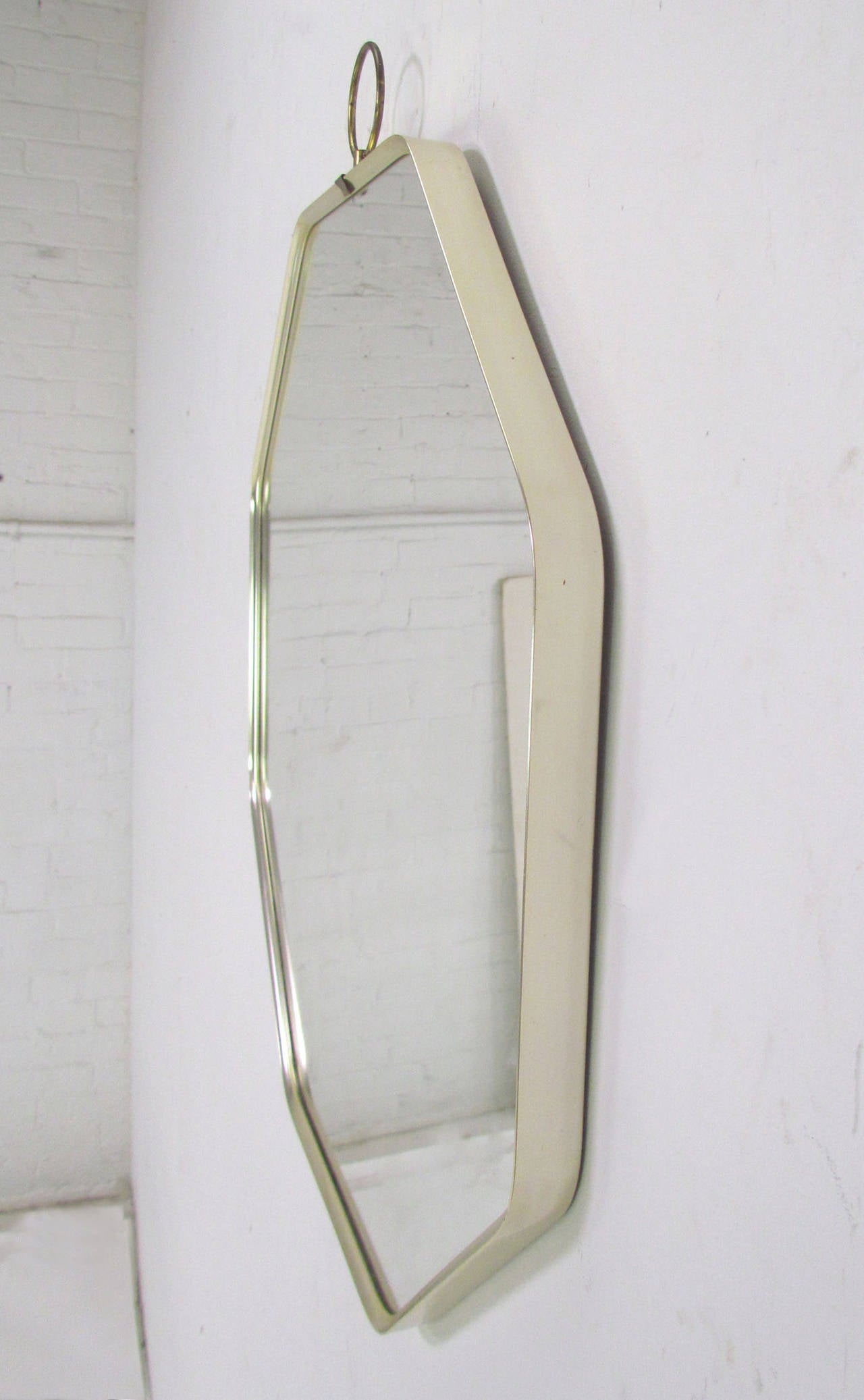 Anodized Italian Octagonal Wall Mirror, circa 1960s