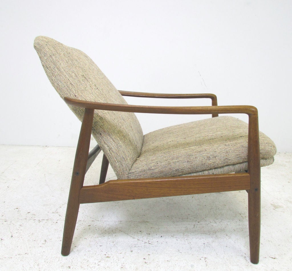 Mid-20th Century Reclining Danish Teak Easy Chair by Soren J. Ladefoged