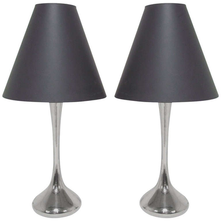 Pair of Chrome Tulip Form Laurel Table Lamps at 1stDibs