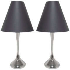 Pair of Chrome Tulip Form Laurel Table Lamps