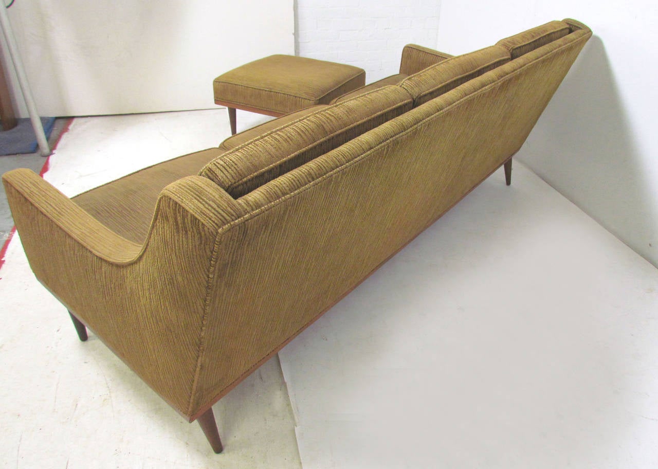Midcentury Articulate Sofa with Ottoman by Milo Baughman for James Inc. In Good Condition In Peabody, MA