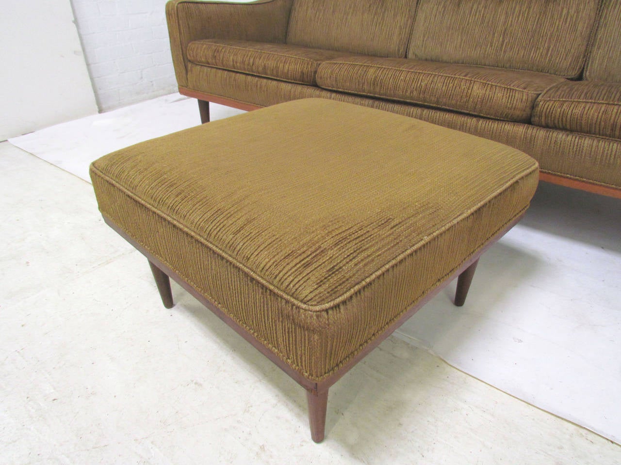 Upholstery Midcentury Articulate Sofa with Ottoman by Milo Baughman for James Inc.