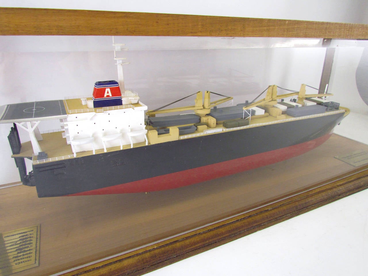 American Executive Presentation Military Ship Model in Display Case, circa 1980s