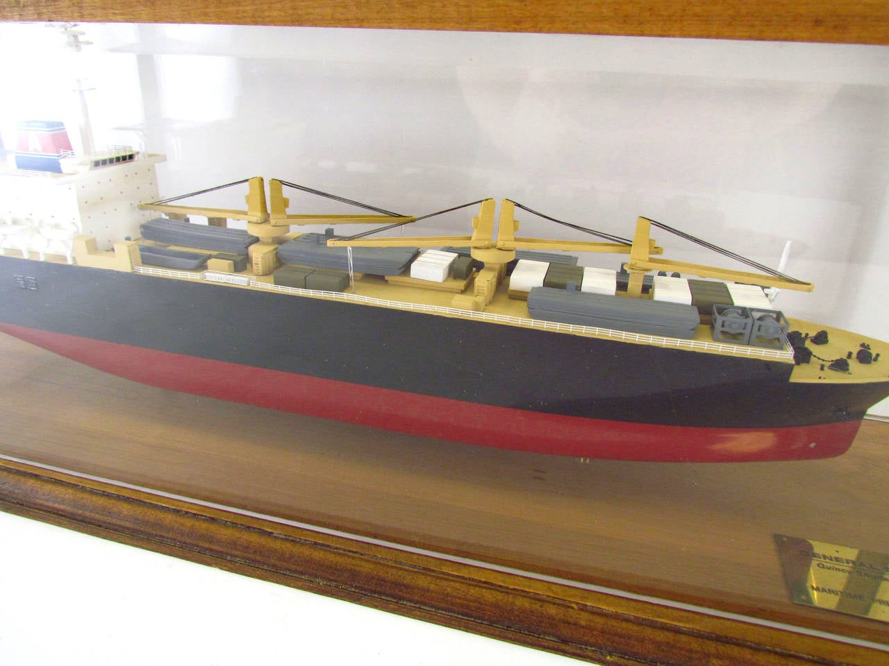 Executive Presentation Military Ship Model in Display Case, circa 1980s In Excellent Condition In Peabody, MA