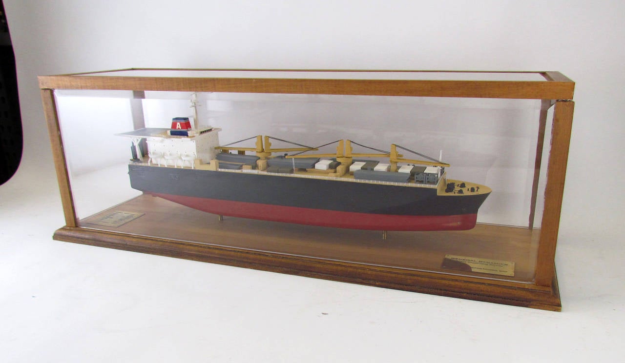 From the estate of a former executive of General Dynamics at the long closed historic Fore River shipyards in Quincy, MA, a presentation model of one of the last of the ships to be produced there in the late 1970s and early 1980s, a Maritime