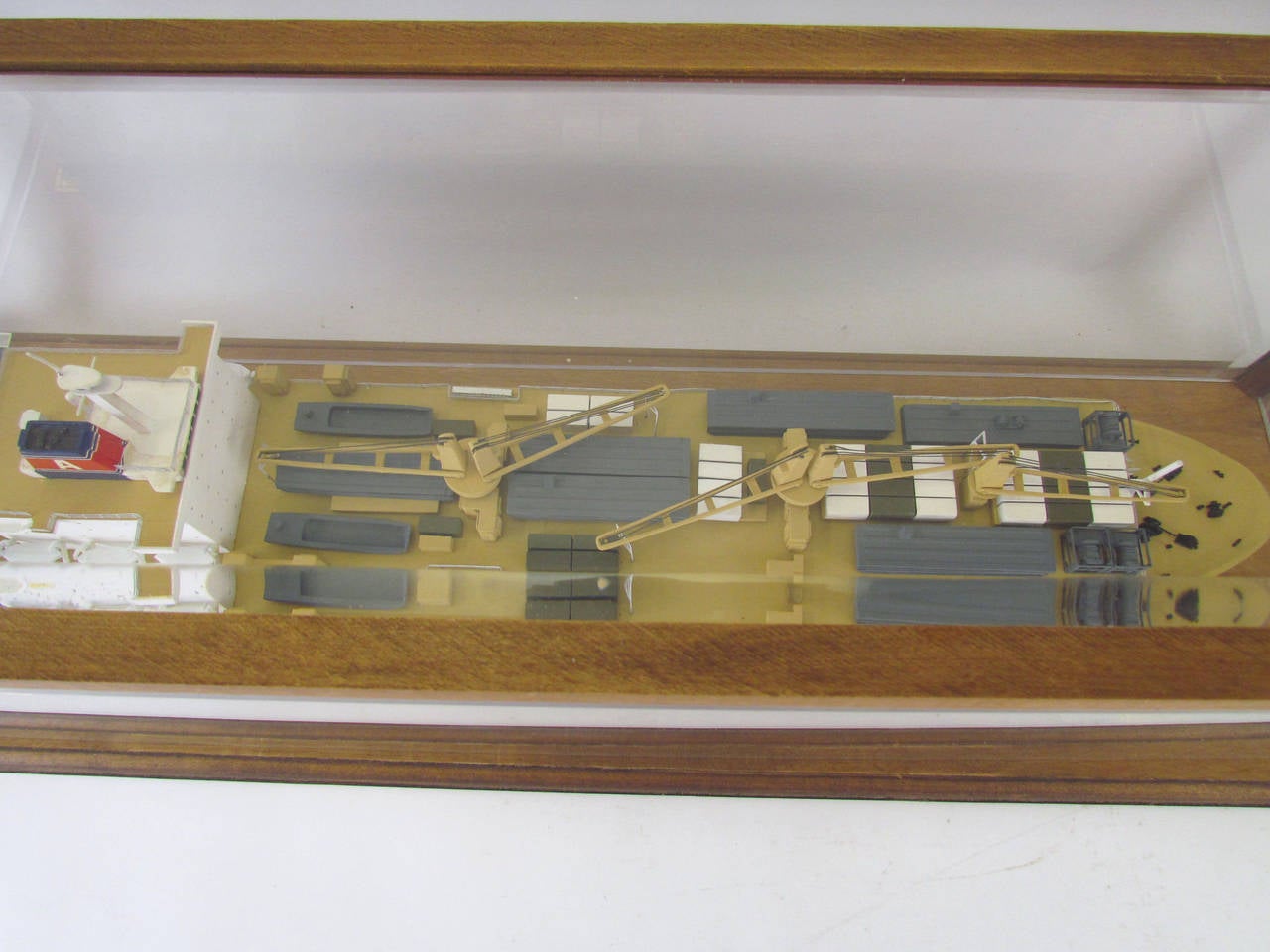 Late 20th Century Executive Presentation Military Ship Model in Display Case, circa 1980s