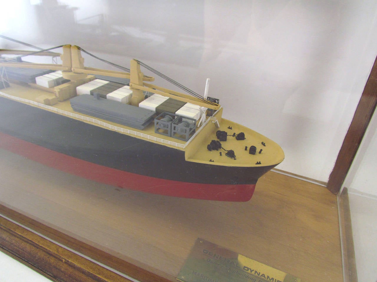 Plastic Executive Presentation Military Ship Model in Display Case, circa 1980s