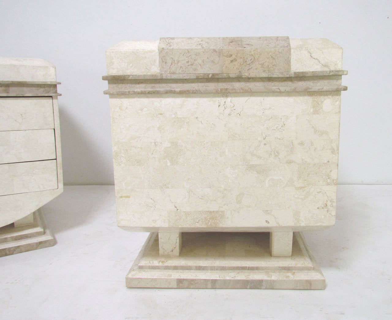 Robert Marcius for Casa Bique Tessellated Fossil Stone End Tables or Nightstands 1