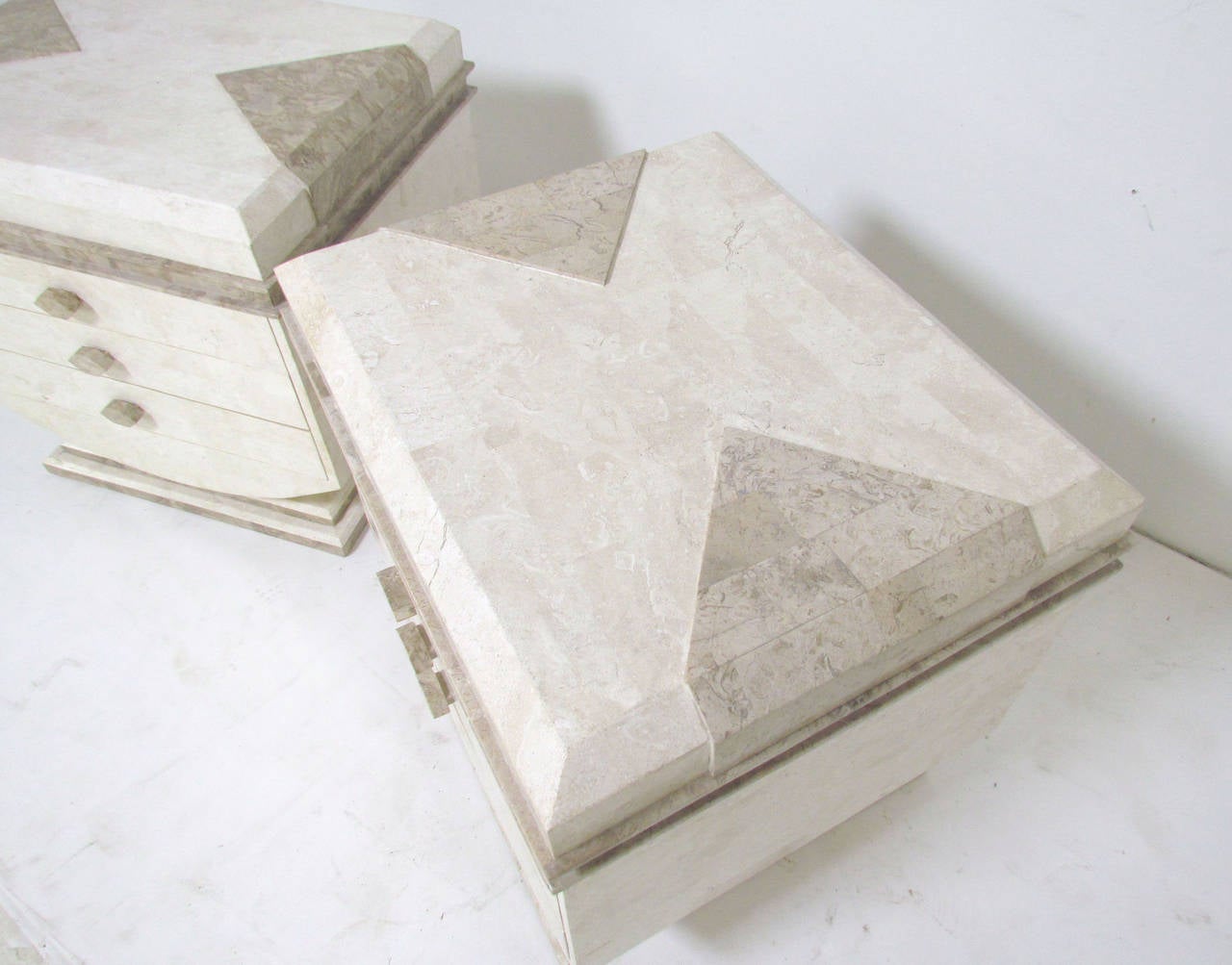 Unknown Robert Marcius for Casa Bique Tessellated Fossil Stone End Tables or Nightstands