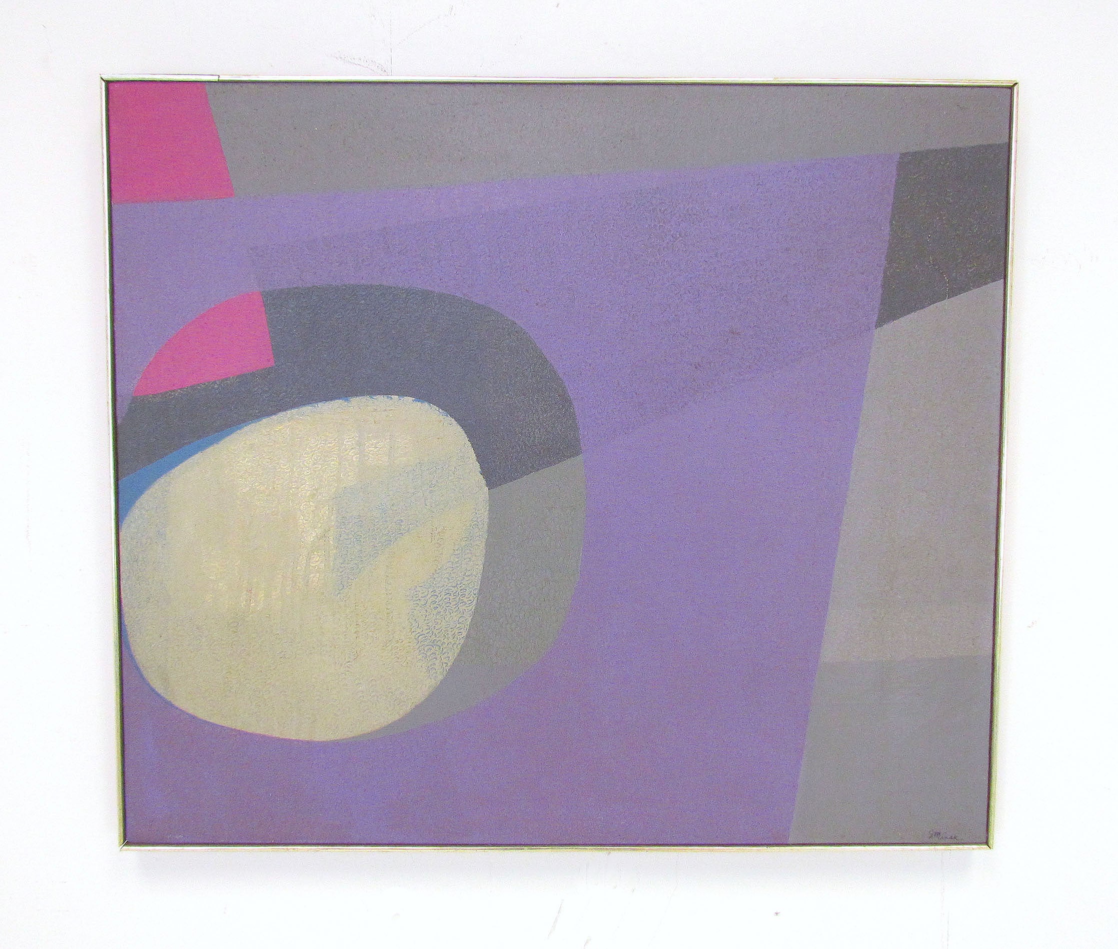 Mid-Century Abstract Oil Painting by Linae Frei, ca. 1960s