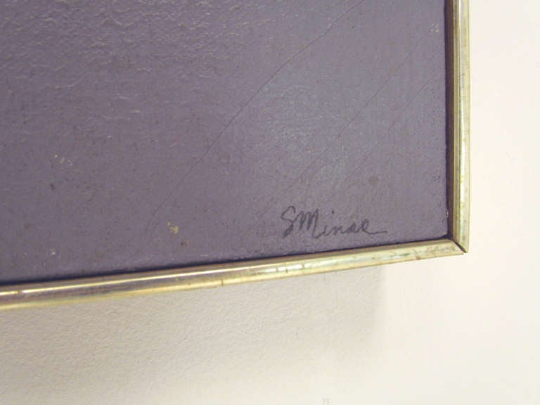 Mid-Century Abstract Oil Painting by Linae Frei, ca. 1960s In Good Condition In Peabody, MA