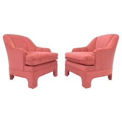 Pair of Slope Backed Barrel Form Upholstered Lounge Chairs