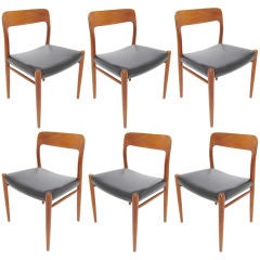 Set of Six Danish Teak Dining Chairs, Niels Moller for JL Moller
