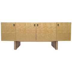 Burled Maple Sideboard in the Manner of Milo Baughman