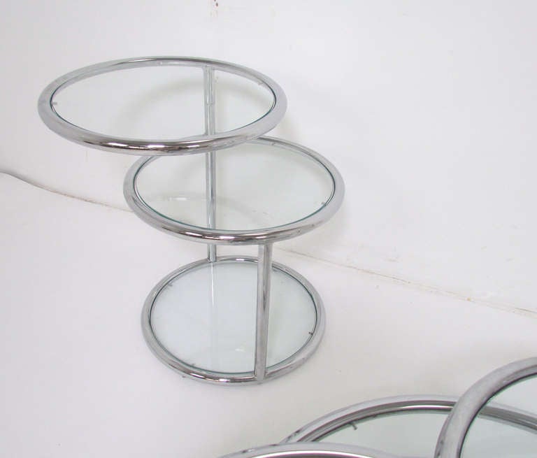 Late 20th Century Multi-Tiered Chrome Coffee and Side Table Set in Manner of Pace