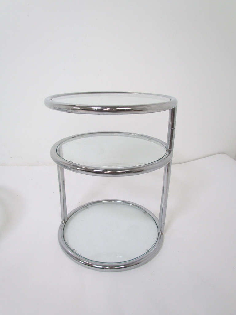 Multi-Tiered Chrome Coffee and Side Table Set in Manner of Pace 1