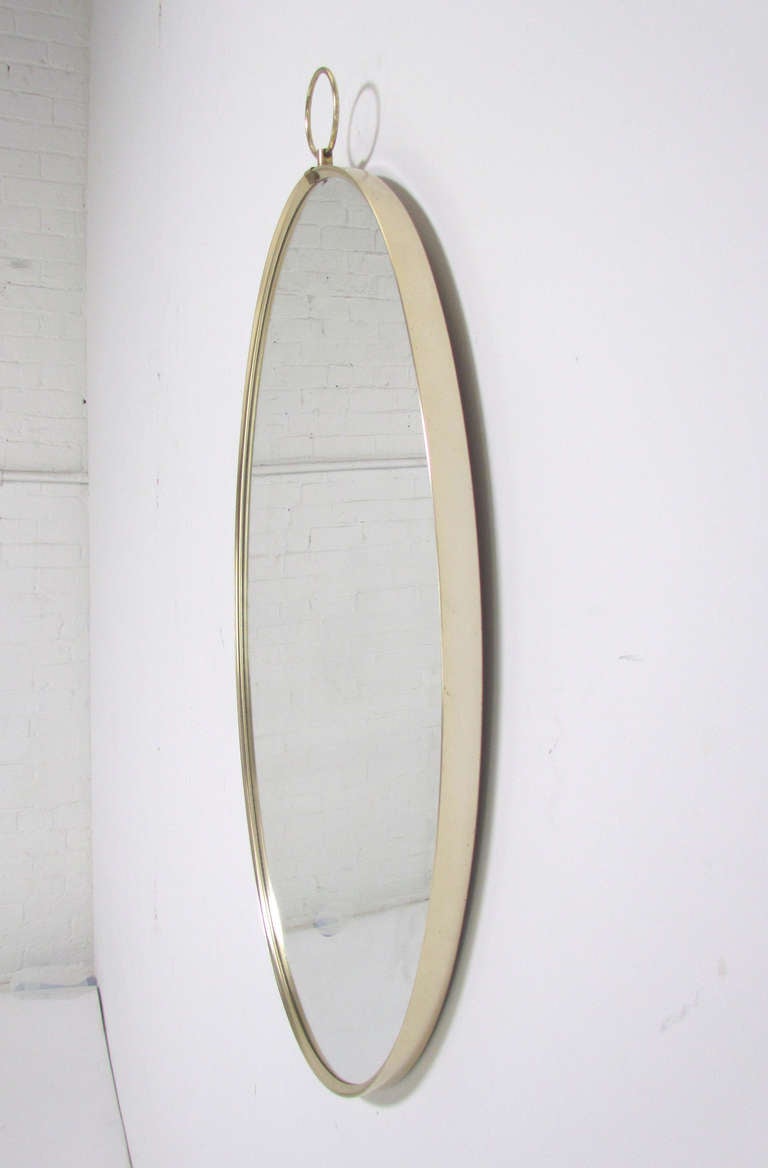 Mid-Century Modern Italian Brass Wall Mirror, circa 1960s