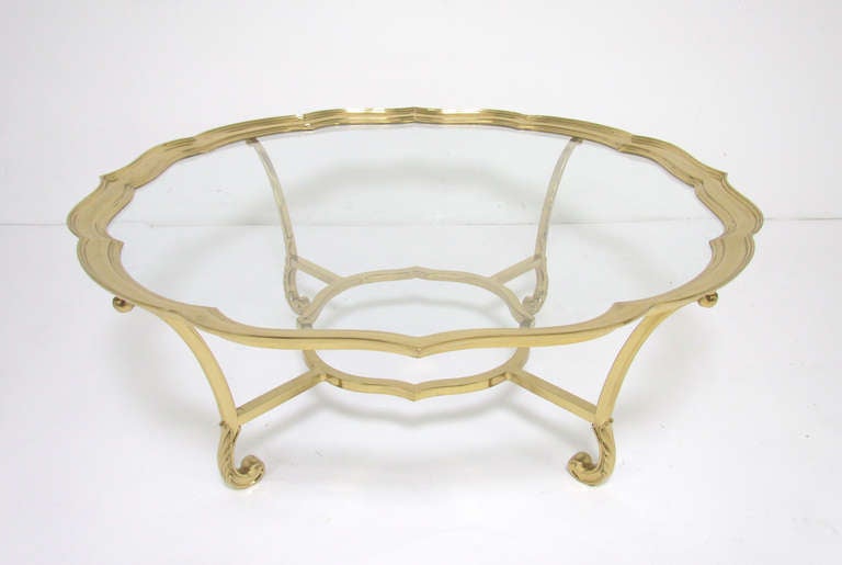 American Hollywood Regency Style Brass Coffee Table by La Barge