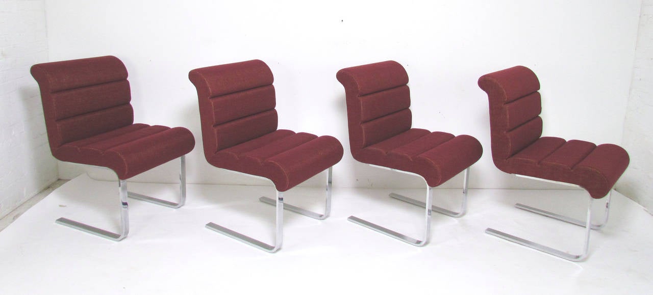 Late 20th Century Set of Four Lugano Cantilever Dining Chairs by Mariani for Pace Collection